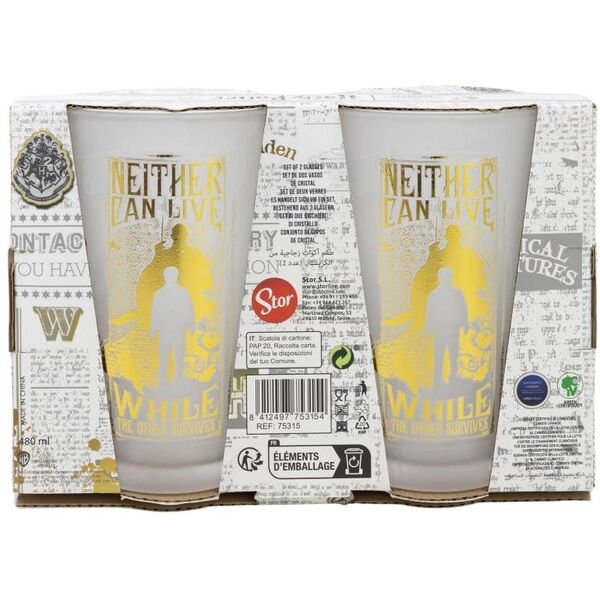 Harry Potter - Zestaw dwóch szklanek w ozdobnym pudełku z kolekcji Golden Magic 490 ml