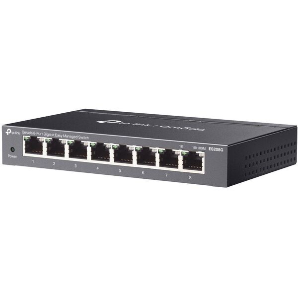 TP-Link Omada ES208G łącza sieciowe Zarządzany L2 Gigabit Ethernet (10/100/1000) Czarny