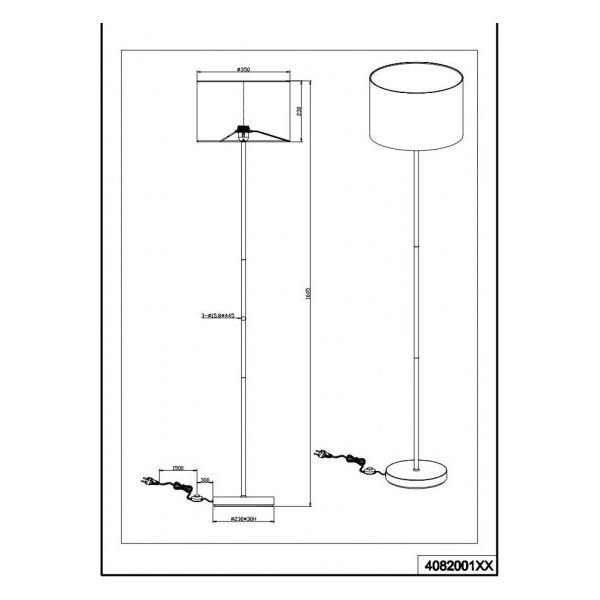 Lampa podłogowa lampa podłogowa Hostel 160 cm E27 stal/tekstylia 60W czarny/złoty