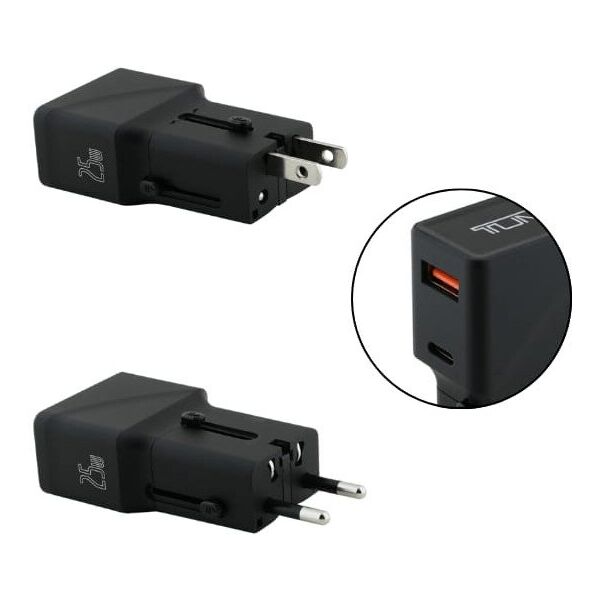Ładowarka sieciowa TUMI Travel Adapter   25W USB-C / USB-A czarny