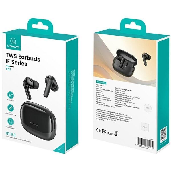Earphones Bluetooth TWS USAMS IF27 wireless black