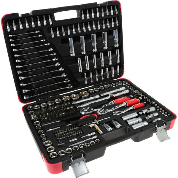 Geko Zestaw profesjonalnych kluczy nasadowych 216el. 1/4" 3/8" 1/2" 25GW (1)