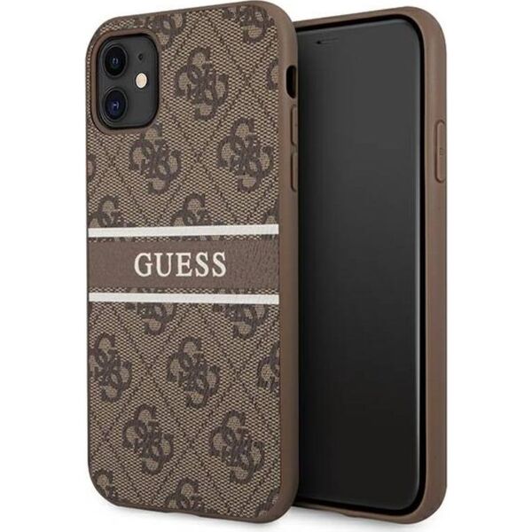 Guess Guess GUHCN614GDBR iPhone 11 6,1" brązowy/brown hardcase 4G Stripe