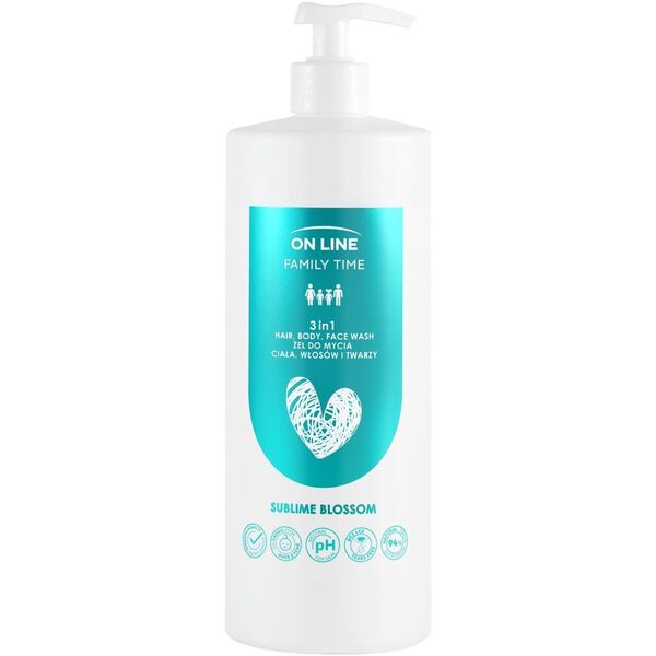ON LINE Family Time Żel do mycia ciała ,włosów i twarzy 3w1 - Sublime Blossom  850 ml