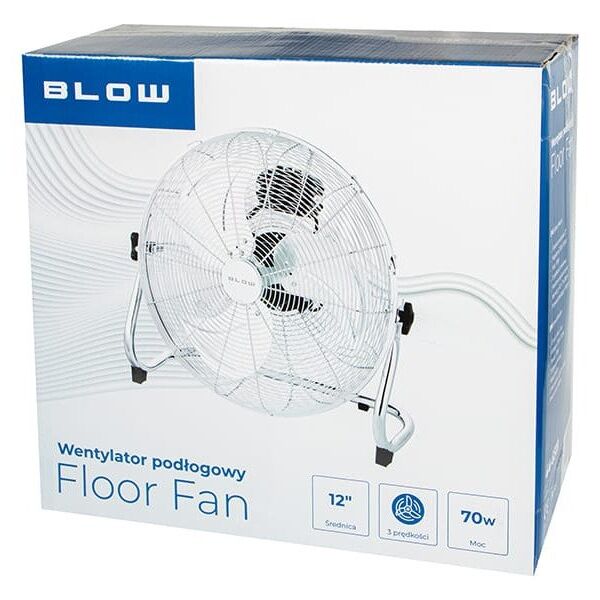 Wentylator podłogowy 12"/30cm 70W cyrkulator SREBRNY