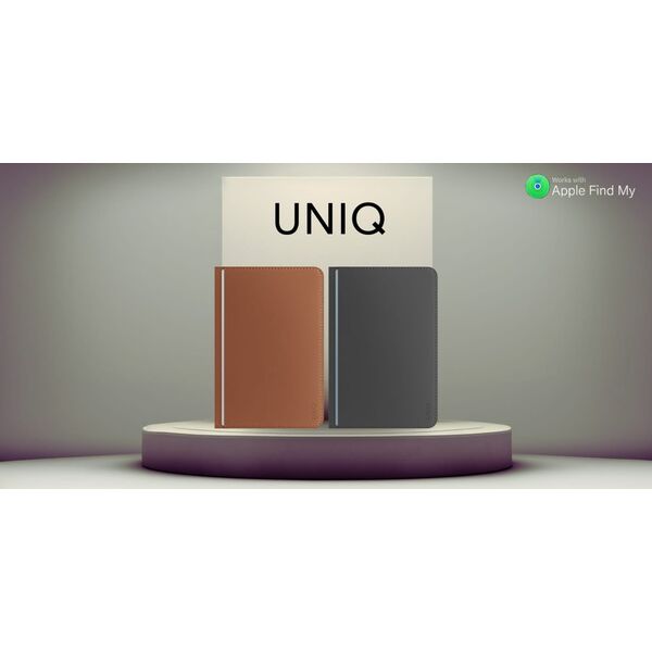 Etui na paszport UNIQ Belmont z Apple    Find My blokada RFID karmelowy beżowy