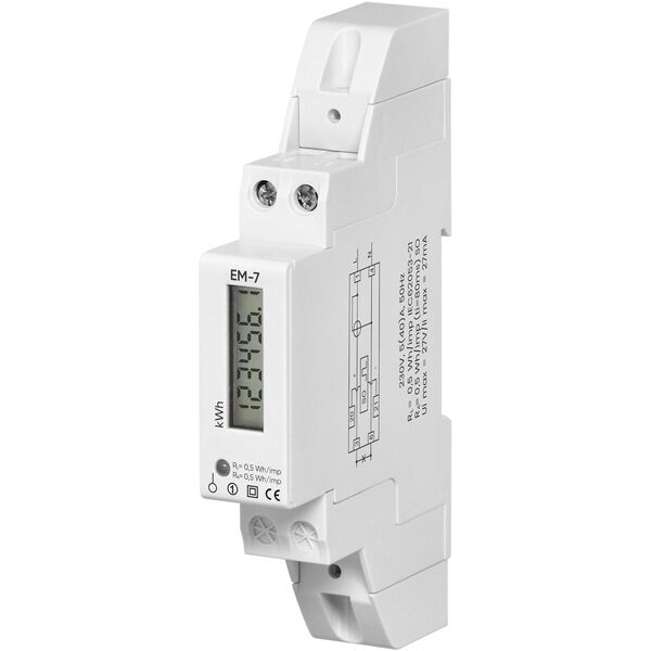1-fazowy cyfrowy wskaźnik zużycia energii elektrycznej, 40A, 1 moduł, DIN TH-35mm