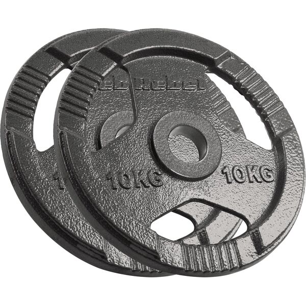 Obciążenie żeliwne olimpijskie zestaw 2x10kg, otwór 51mm, talerz z uchwytami, REBEL ACTIVE