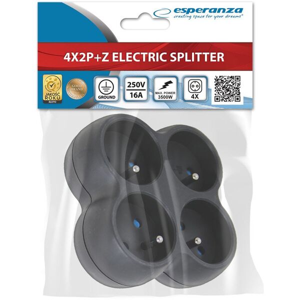 ELK314K Esperanza rozgałęźnik elektryczny 4 gn. czarny