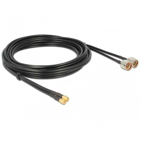 DeLOCK 89467 kabel koncentryczny RG-58 5 m 2 x N plug 2 x SMA plug Czarny
