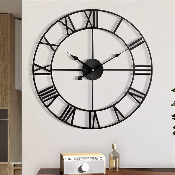 Deco4Home Zegar ścienny metalowy 47cm czarny Deco4Home