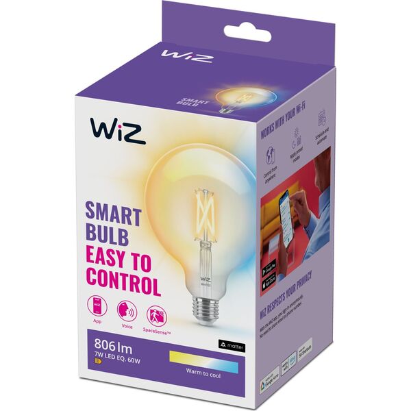 Signify WiZ Filament 60W E27 Globeform G125 Clear Einzelpack