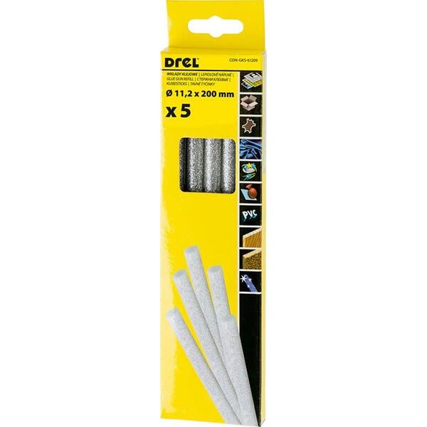 Wkłady klejowe Drel WKŁAD KLEJOWY 11,2x200mm SREBRNY-BROKAT/ CONDOR /5szt. CON-GKS-61209 - CON-GKS-61209