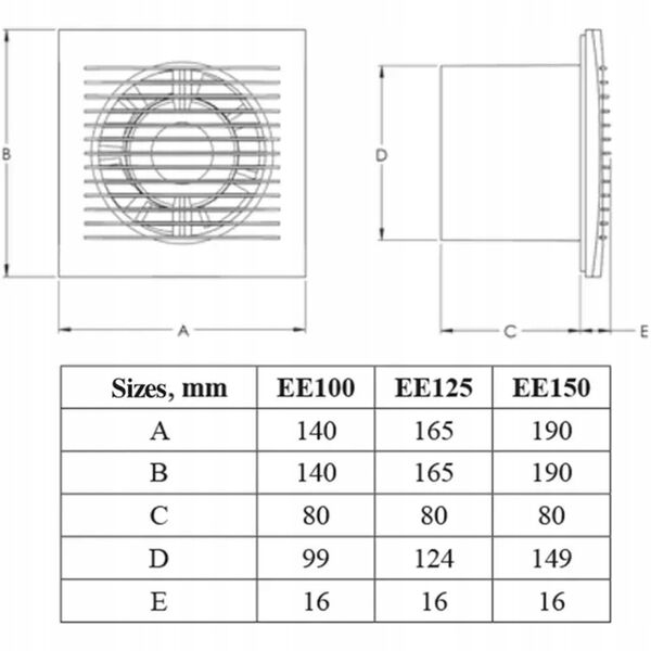 Οικιακός ανεμιστήρας Europlast E-EXTRA EE100T, DN100, με χρονοδιακόπτη