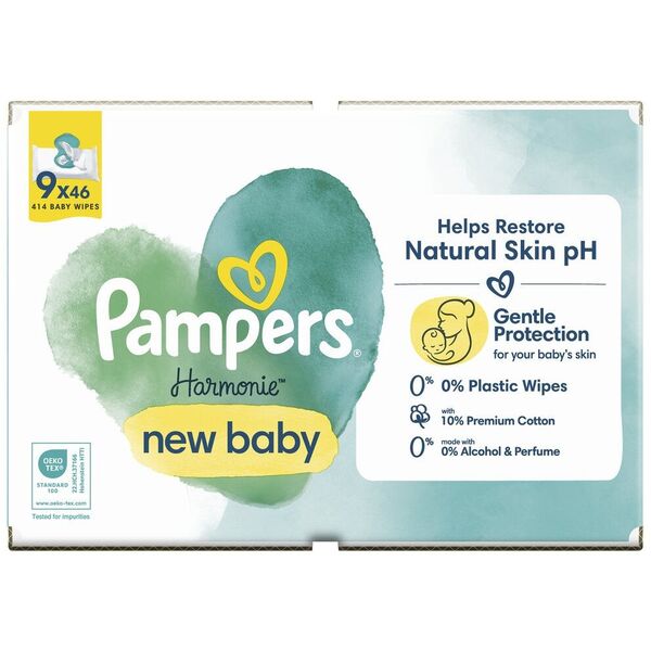 Drėgnos servetėlės Pampers Harmonie New Baby, 414 vnt.