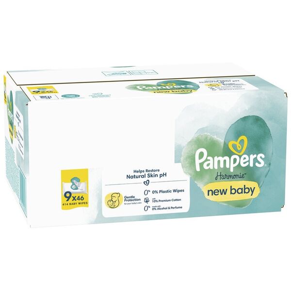 Drėgnos servetėlės Pampers Harmonie New Baby, 414 vnt.