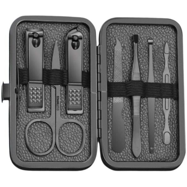 Zestaw akcesoriów do manicure, pedicure w etui, czarny 12w1 AK21
