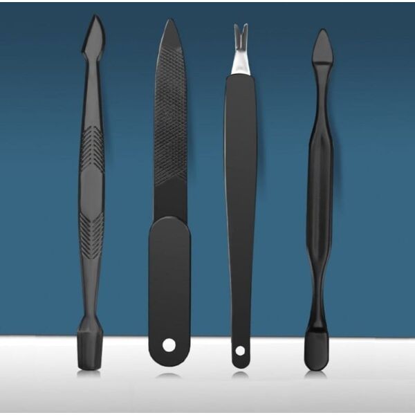 Zestaw akcesoriów do manicure, pedicure w etui, czarny 12w1 AK21