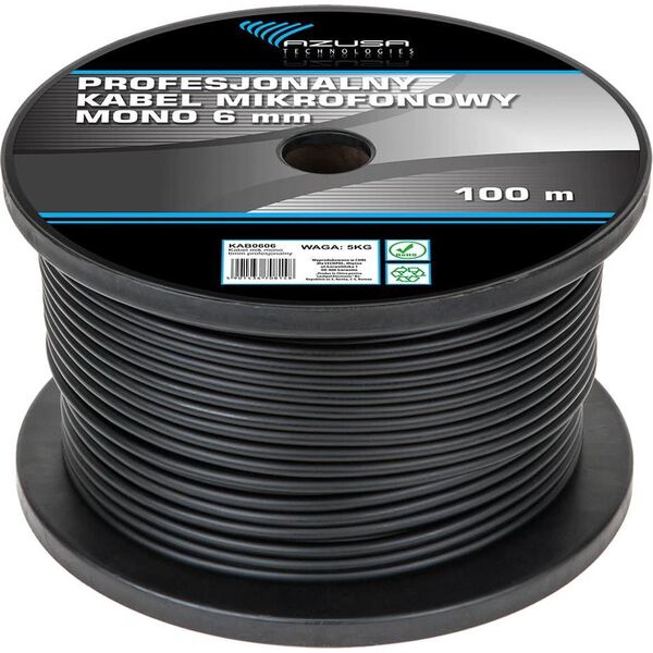 Przewód Azusa Kabel mikrofonowy mono 6mm profesjonalny