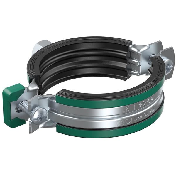 WALRAVEN Δακτύλιοι σωλήνων KSB2 Διπλής βίδας Ø54-58mm, γαλβανισμένοι, με Quicklås. Συνδυασμένη τοποθέτηση M8/10. Μειωτικό θορύβου EPDM καουτσούκ