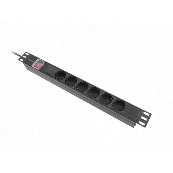 ΡΑΓΑ ΖΕΥΞΗΣ ΡΑΚ PDU 19" LANBERG 1U 16A 6X SCHUKO 2M ΜΑΥΡΗ C14