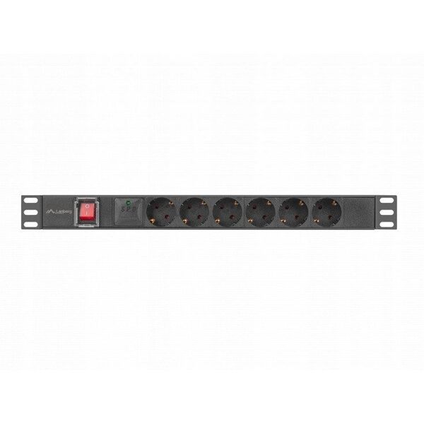 ΡΑΓΑ ΖΕΥΞΗΣ ΡΑΚ PDU 19" LANBERG 1U 16A 6X SCHUKO 2M ΜΑΥΡΗ C14