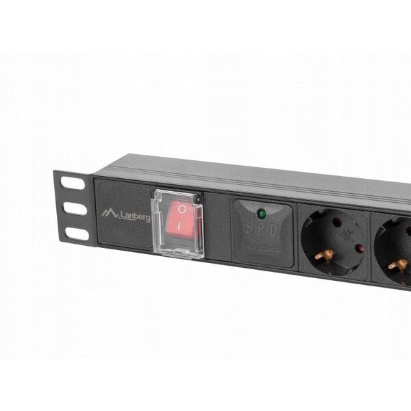 ΡΑΓΑ ΖΕΥΞΗΣ ΡΑΚ PDU 19" LANBERG 1U 16A 6X SCHUKO 2M ΜΑΥΡΗ C14