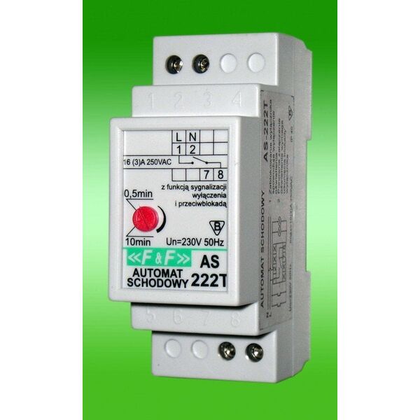 F&F Automat schodowy 240V 10A na szynę 2 moduły IP40 - AS-222T