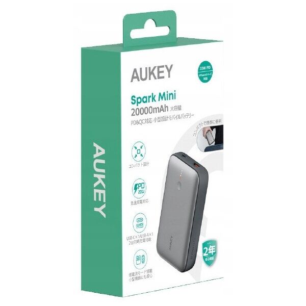 Φορητός φορτιστής Aukey Spark Mini 20000mAh 20W USB-C/USB-A λευκό
