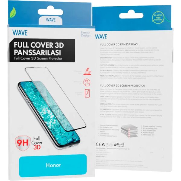 Wave Full Cover 3D σκληρυμένο γυαλί, Honor 200 Pro, μαύρο πλαίσιο
