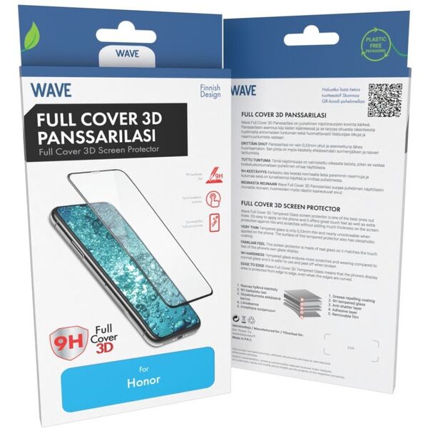 Wave Full Cover 3D σκληρυμένο γυαλί, Honor 200 Pro, μαύρο πλαίσιο