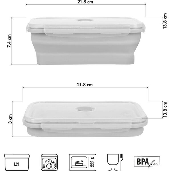 Δοχείο Φαγητού NILS NC4105 Σπαστό Γκρι 1200 ML