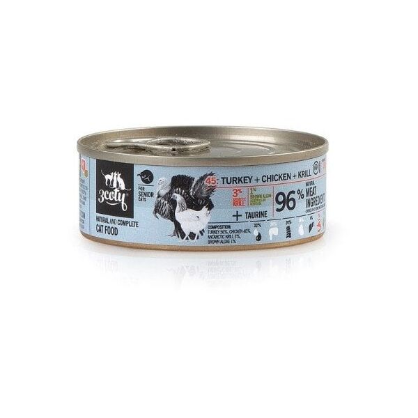 3Coty TURKEY + CHICKEN + KRILL for Senior Cats 80g