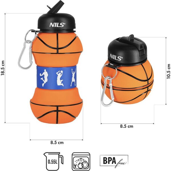 NILS NC4104 KUBEK SILIKONOWY SKŁADANY 550 ML BASKETBALL