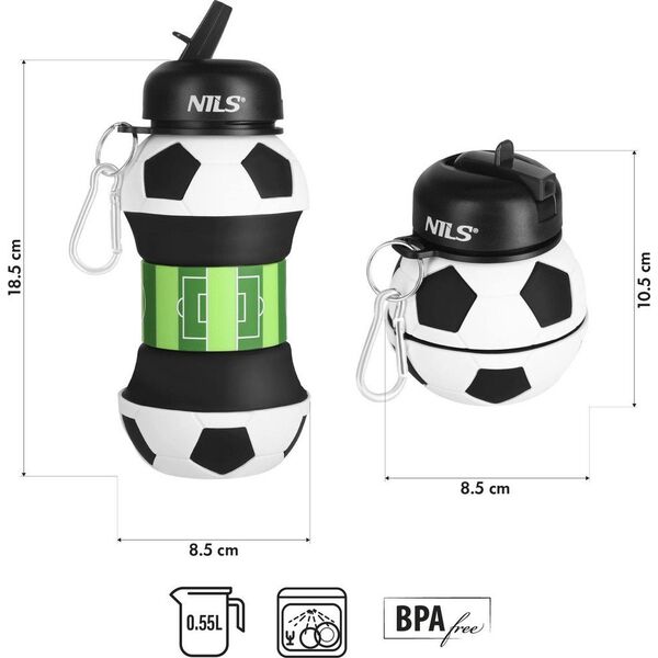 NILS NC4104 Πτυσσόμενο Σιλικόνης Κύπελλο 550 ML Ποδόσφαιρο