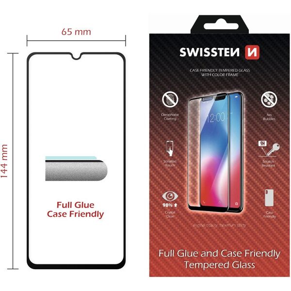 Swissten Swissten Full Face 5D Tempered Glass Προστατευτικό Γυαλί Πλήρους Οθόνης Samsung A41 Μαύρο 14132053 8595217471658