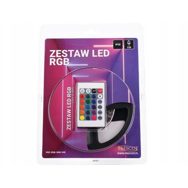 Σετ LED RGB Prescot PRZ-RGB-IP36W-24K 36W 150LED IP63 5mb με τηλεχειριστήριο 24 πλήκτρων