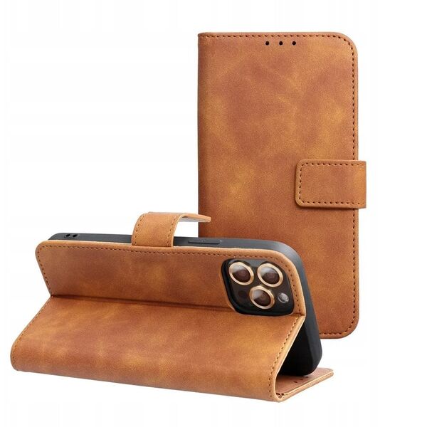 Θήκη TENDER Book για XIAOMI Redmi Note 14 4G (GLOBAL - 164,84mm x 78,15mm x 8,16mm) καφέ