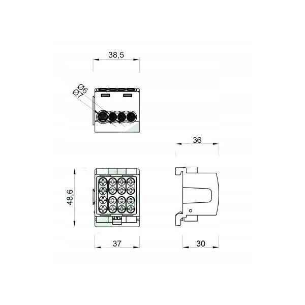 Σφιγκτήρας HLK F-ELEKTRO F2.0355 100A-2 (1x25,1x16 / 1x25,1x16) Al/Cu IP20 μαύρο