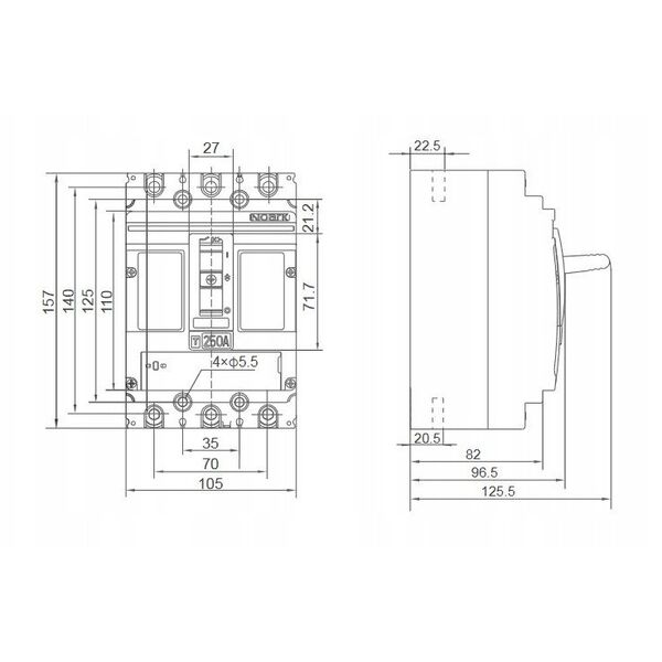 Διακόπτης αποσύνδεσης Noark EX9M2SD 112801 M2 250A 3P AC EU γκρι