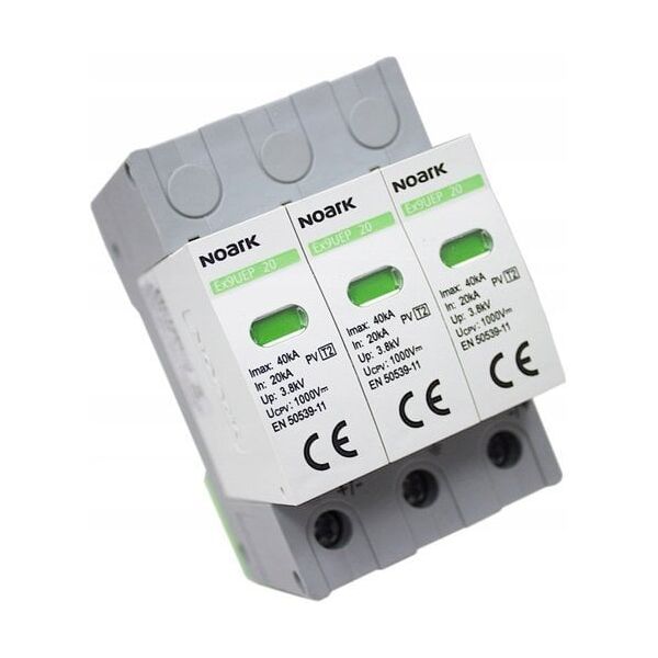 Περιοριστής υπέρτασης Noark Ex9UEP 111761 τύπου I+II 1200V DC 3P για μη γειωμένα συστήματα PV γκρι