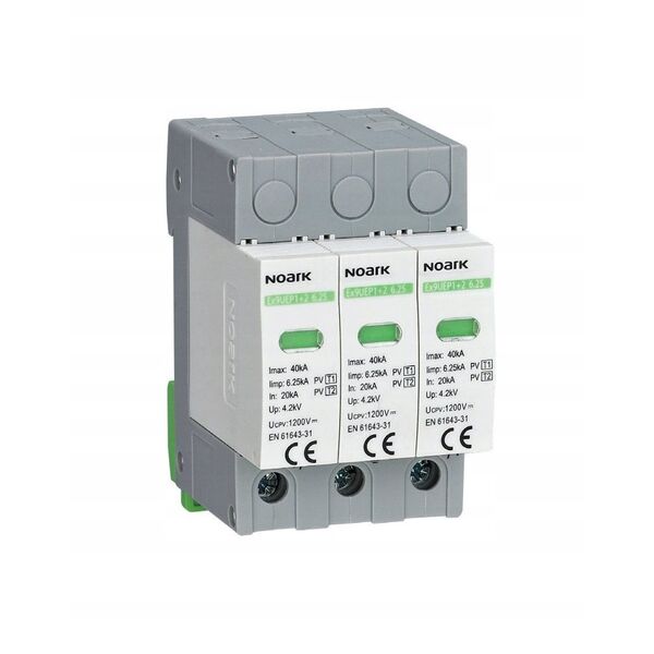 Περιοριστής υπέρτασης Noark Ex9UEP 111761 τύπου I+II 1200V DC 3P για μη γειωμένα συστήματα PV γκρι