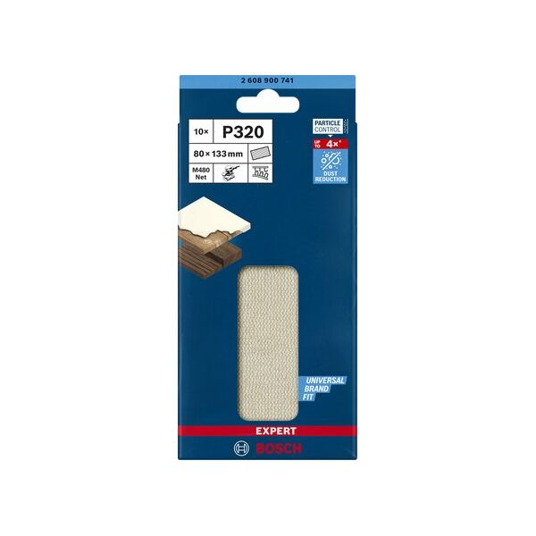 Bosch Bosch Expert M480 φύλλο λείανσης πλέγματος 80 x 133mm, K320 (10 τεμάχια, για τριβείο δονητικό)