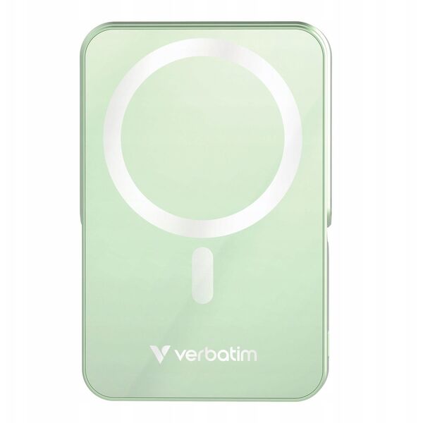 Verbatim, powerbank με ασύρματη φόρτιση, 5V, φόρτιση τηλεφώνου, 32259, 10 000mAh, Μαγνητική τοποθέτηση, πράσινη