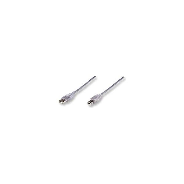 Kabel USB Manhattan USB-A - USB-B 1.8 m Srebrny (333405)