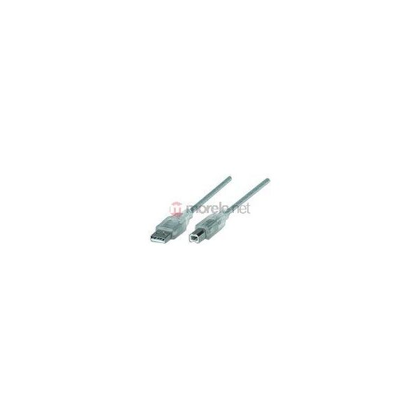 Kabel USB Manhattan USB-A - USB-B 1.8 m Srebrny (333405)