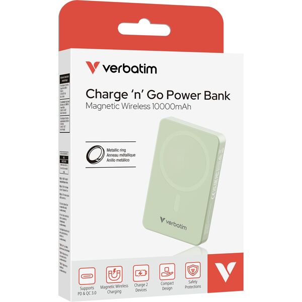 Verbatim Essential Power Bank μαγνητική ασύρματη 10000mAh πράσινο 32228