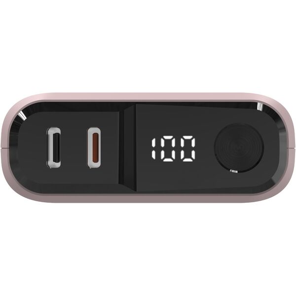Φορητός φορτιστής RealPower PB-10000C PD+ με 3xType-C, Ροζ