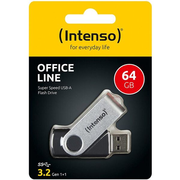Στικάκι USB Intenso Office Line 64GB USB 3.2 GEN 1X1 ασημί