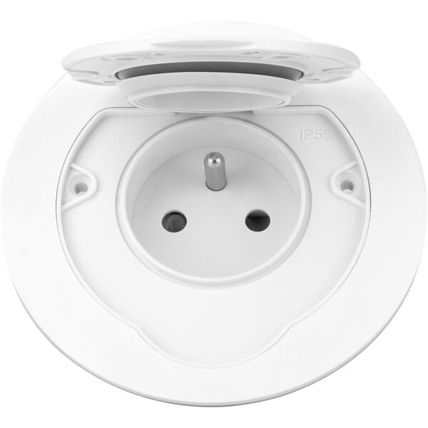 Στεγανή ηλεκτρική πρίζα στρογγυλή, IP55, 1x2P+Z (French), λευκό